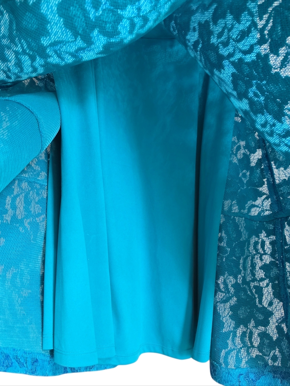 Nwot Calvin Klein Turquoise Lace Mesh Sleeveless Fit & Flare Knee Length Dress - Picture 14 of 16